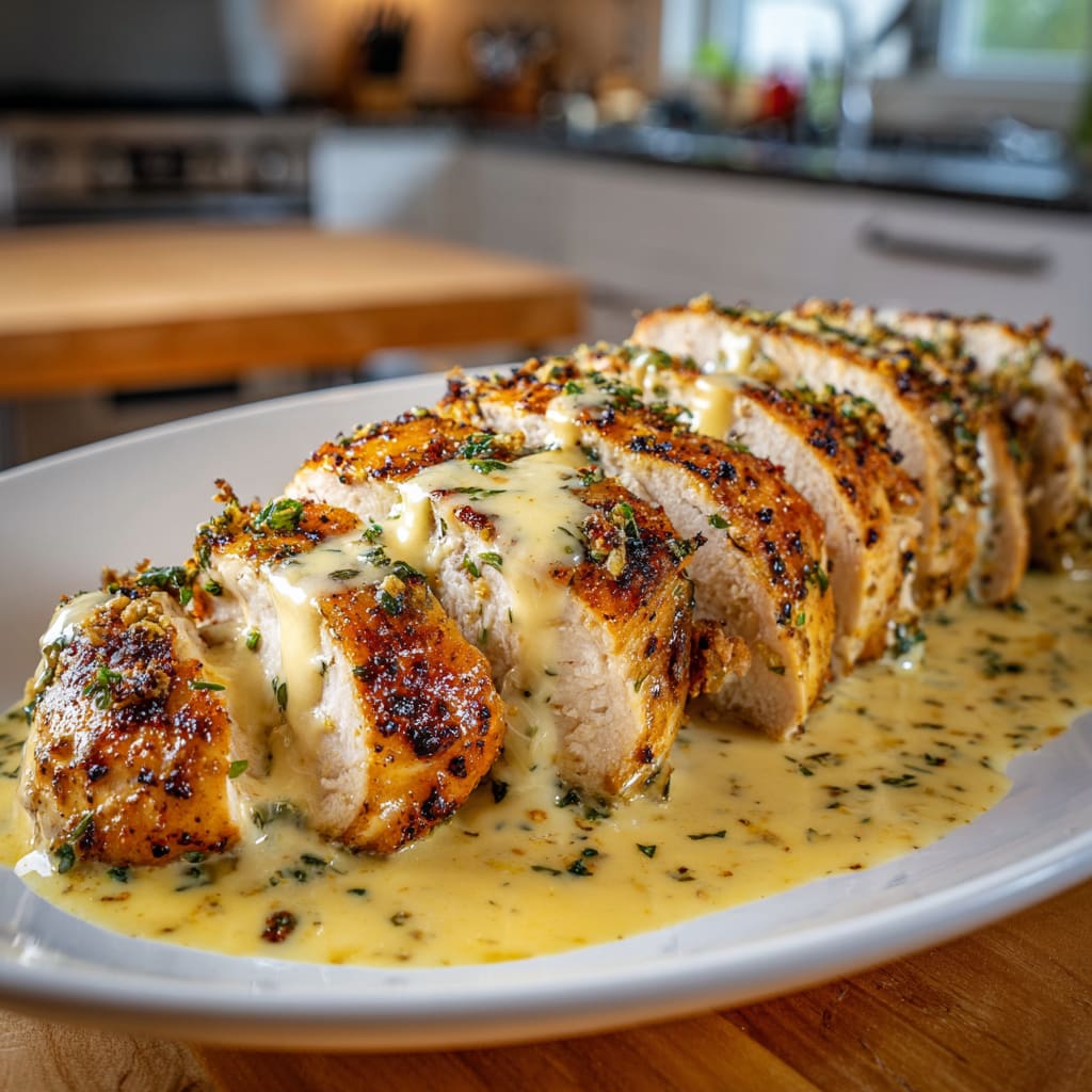 Baked Caesar Chicken with Creamy Parmesan Sauce