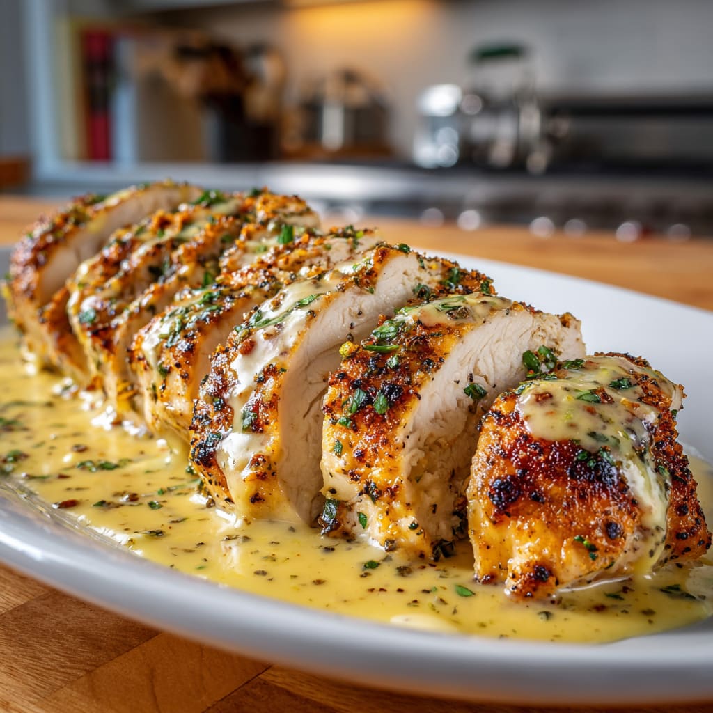 Baked Caesar Chicken with Creamy Parmesan Sauce