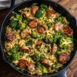 Chicken Sausage, Broccoli, and Orzo Skillet