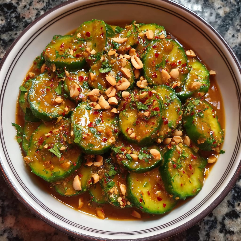 Cucumbers in Spicy Peanut Sauce