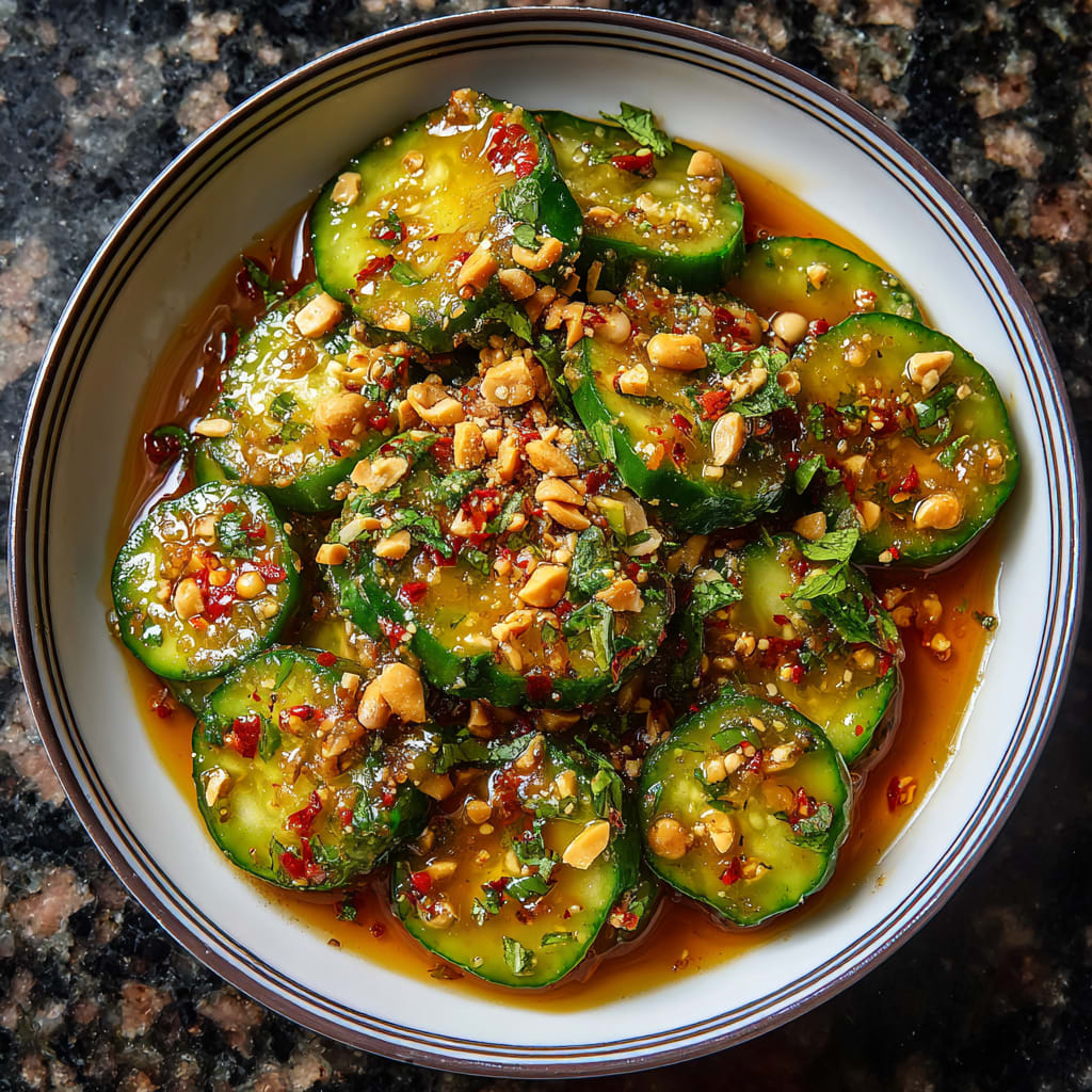 Cucumbers in Spicy Peanut Sauce