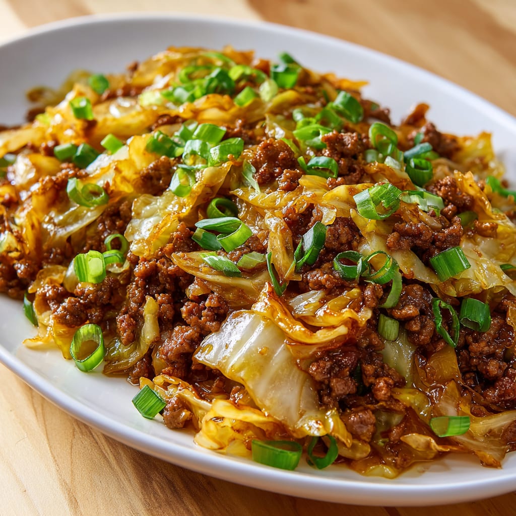 Mongolian Ground Beef and Cabbage