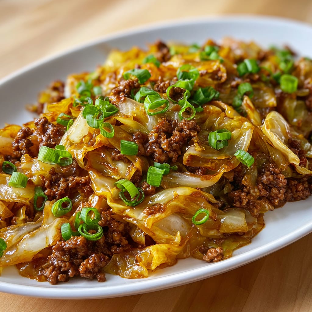 Mongolian Ground Beef and Cabbage