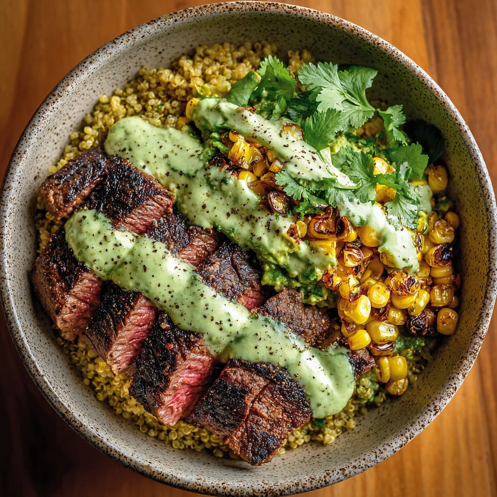 Steak Avocado Roasted Corn Bowl