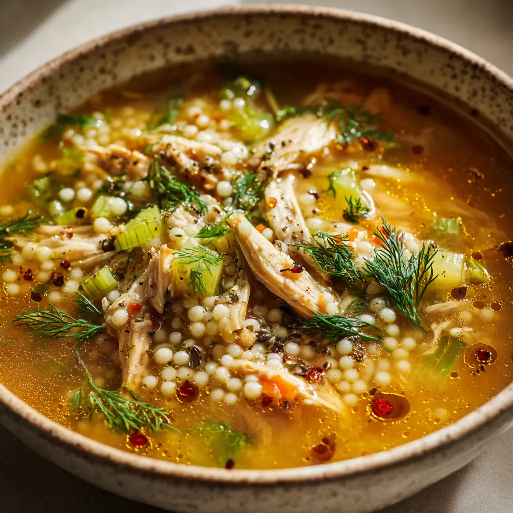 Chicken and Pearl Couscous Soup