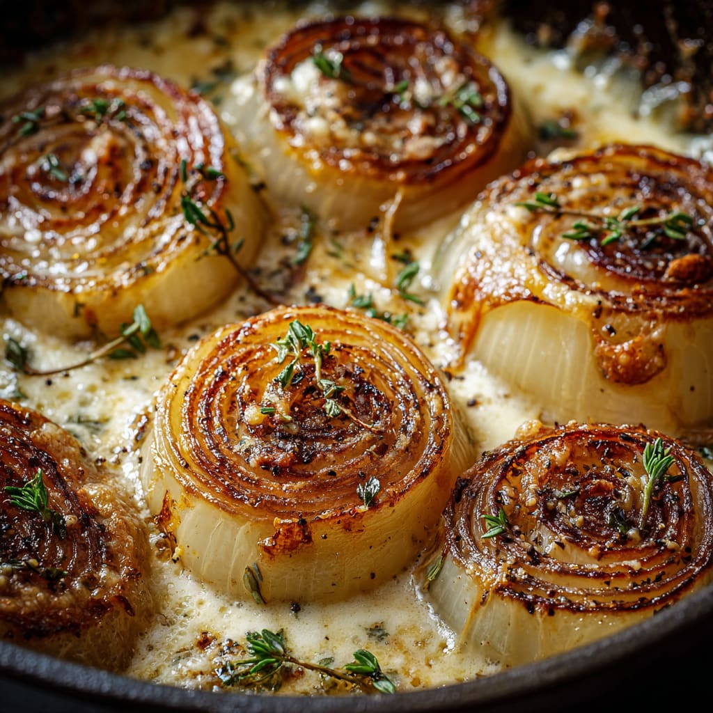 Creamy Baked Onions with Asiago Cheese