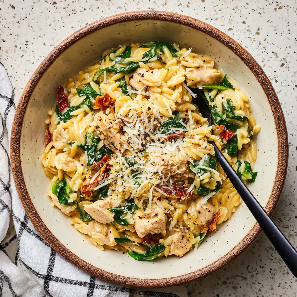 Creamy Leftover Turkey Orzo