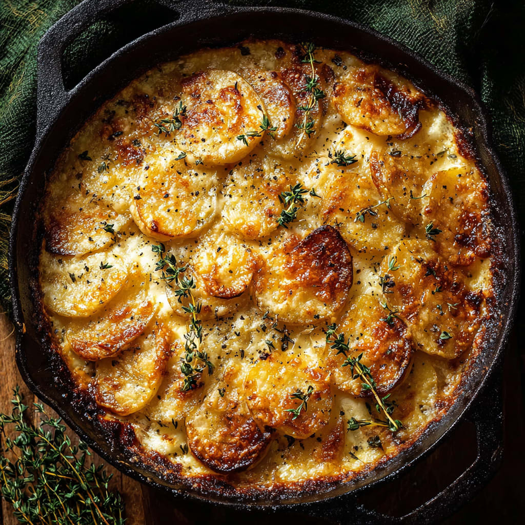 Crispy Parmesan and Gruyere Potato Gratin