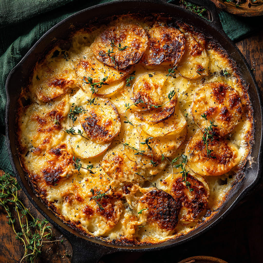 Crispy Parmesan and Gruyere Potato Gratin