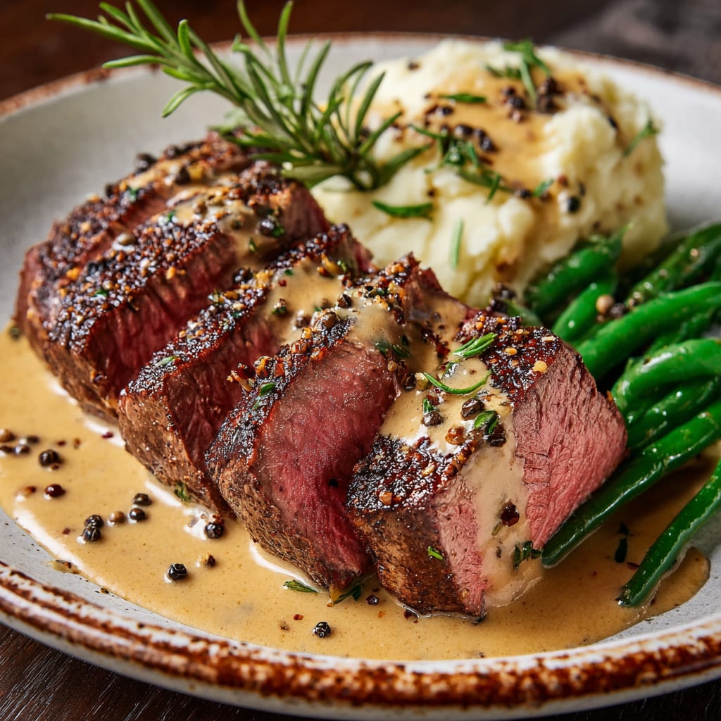 Elegant Filet Mignon with Creamy Peppercorn Sauce