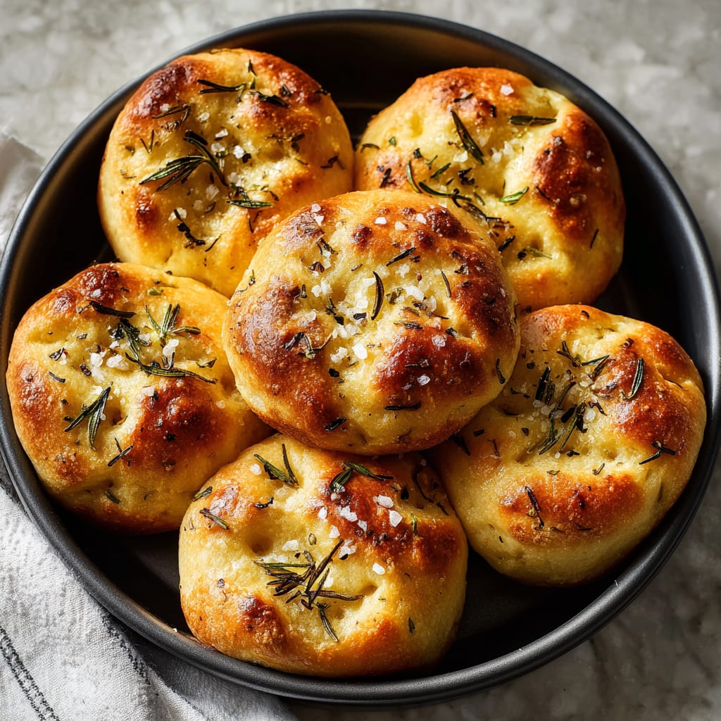 Garlic Rosemary Focaccia Muffins