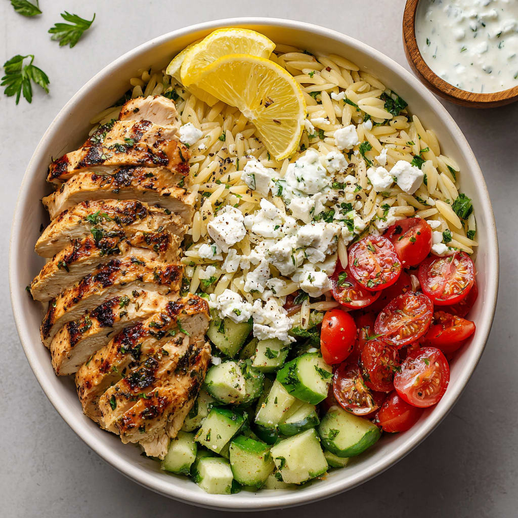 Greek Chicken Orzo Bowls