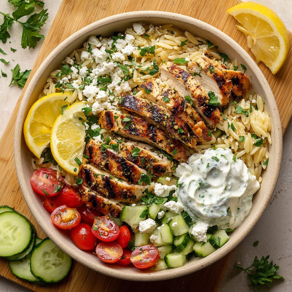 Greek Chicken Orzo Bowls