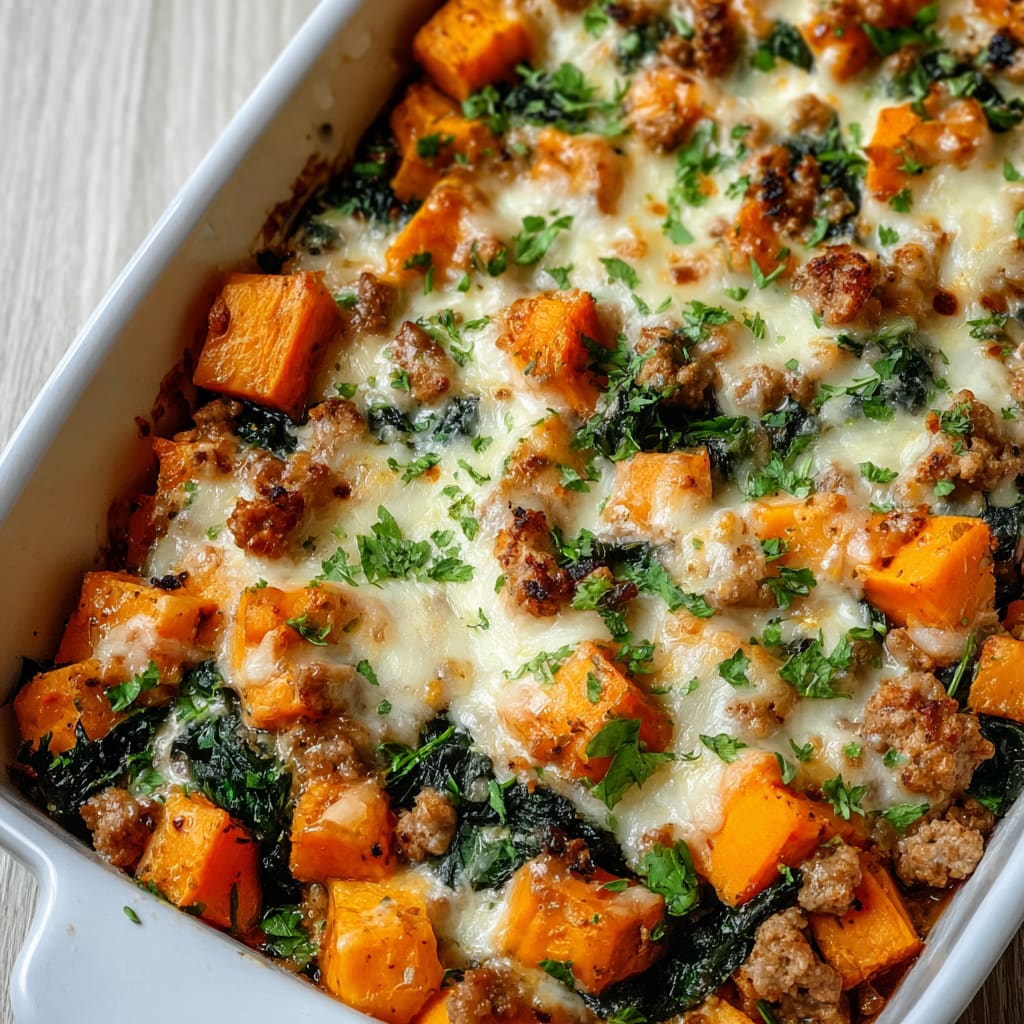 Healthy Ground Turkey Sweet Potato Bake