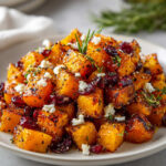 Honey Roasted Butternut Squash with Cranberries and Feta