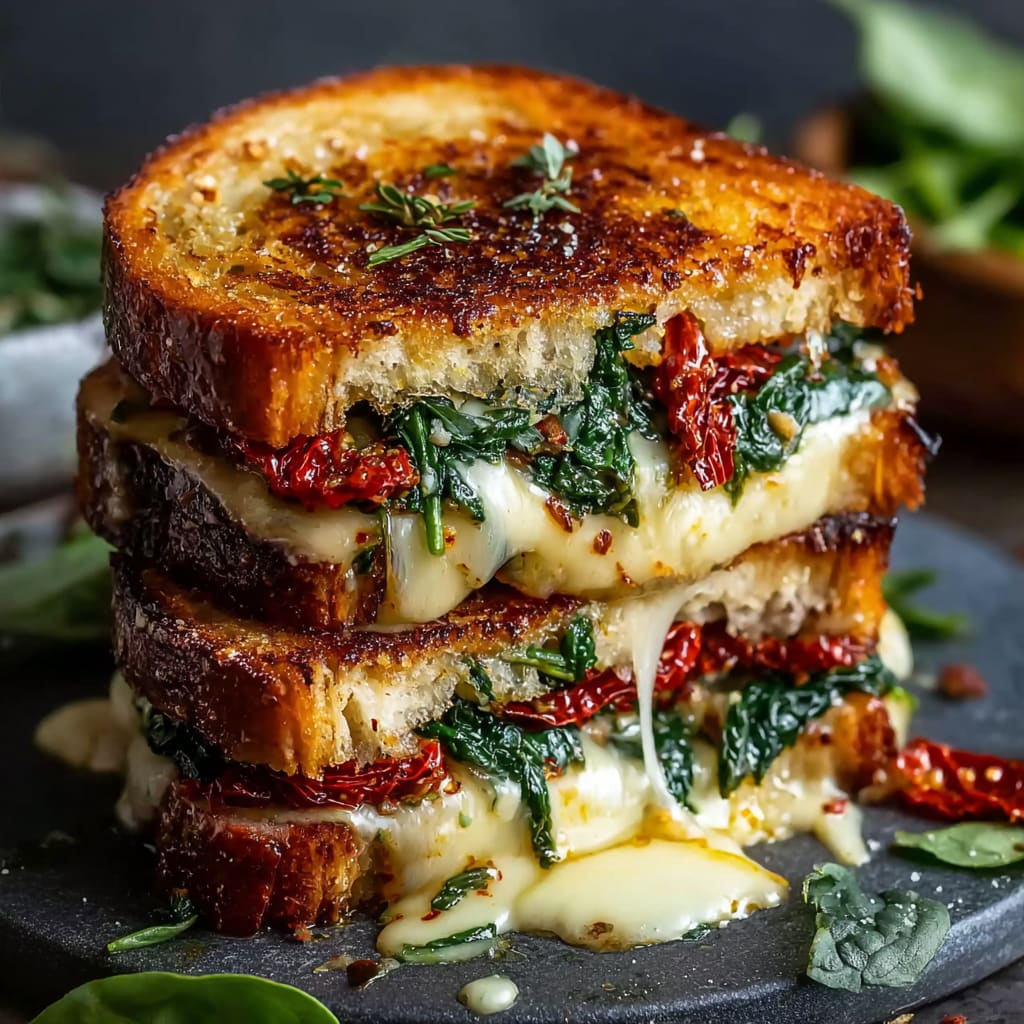 Mediterranean Spinach Grilled Cheese