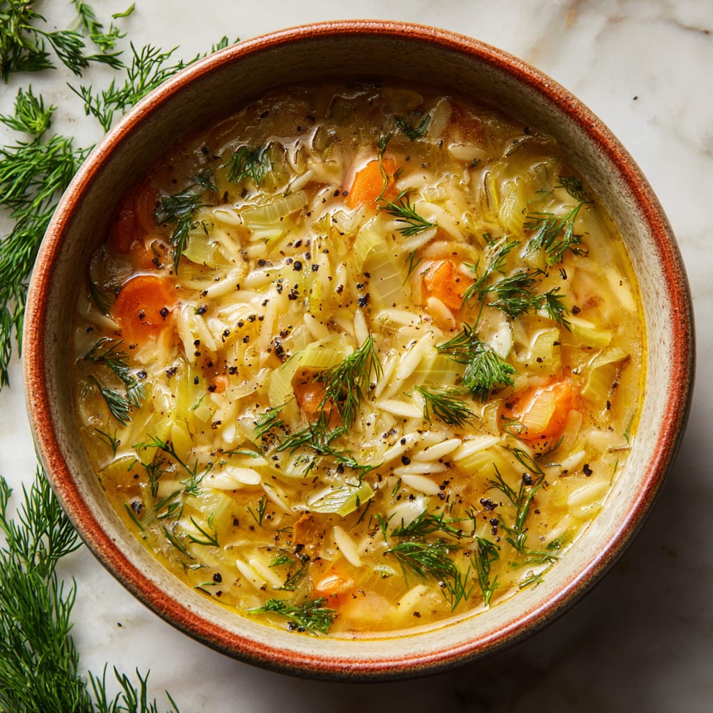 Orzo, Leek and Dill Soup