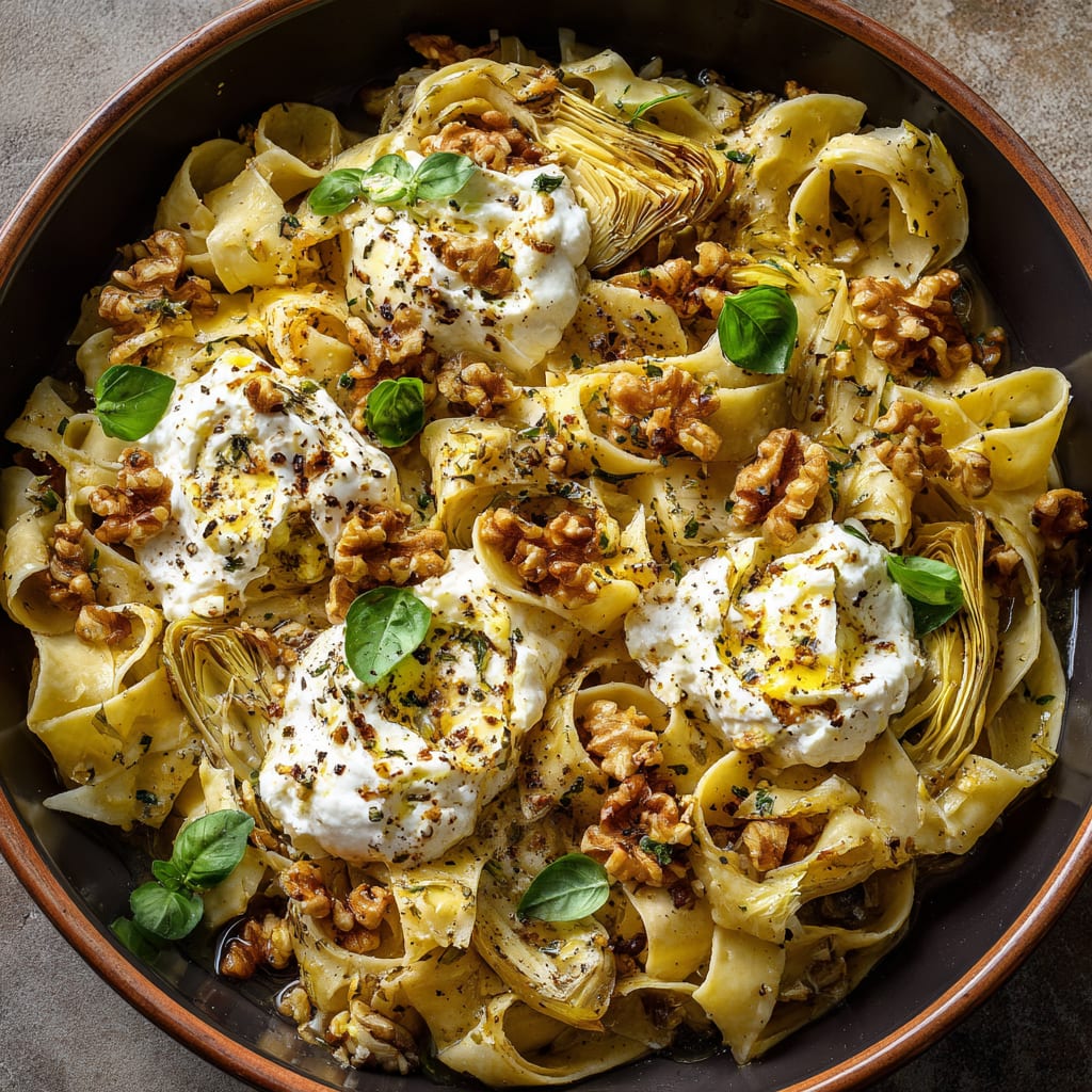 Roasted Artichoke and Burrata Pasta