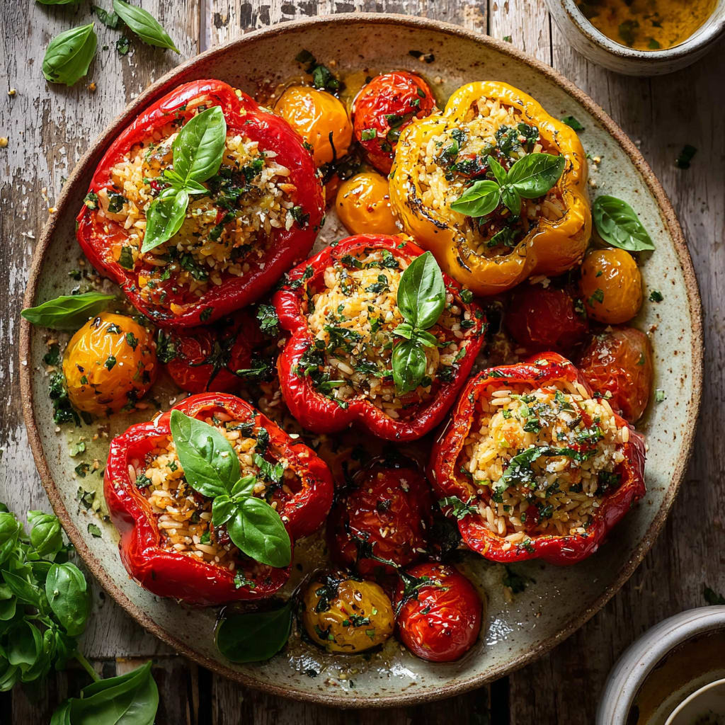 Roasted Red Bell Peppers Stuffed