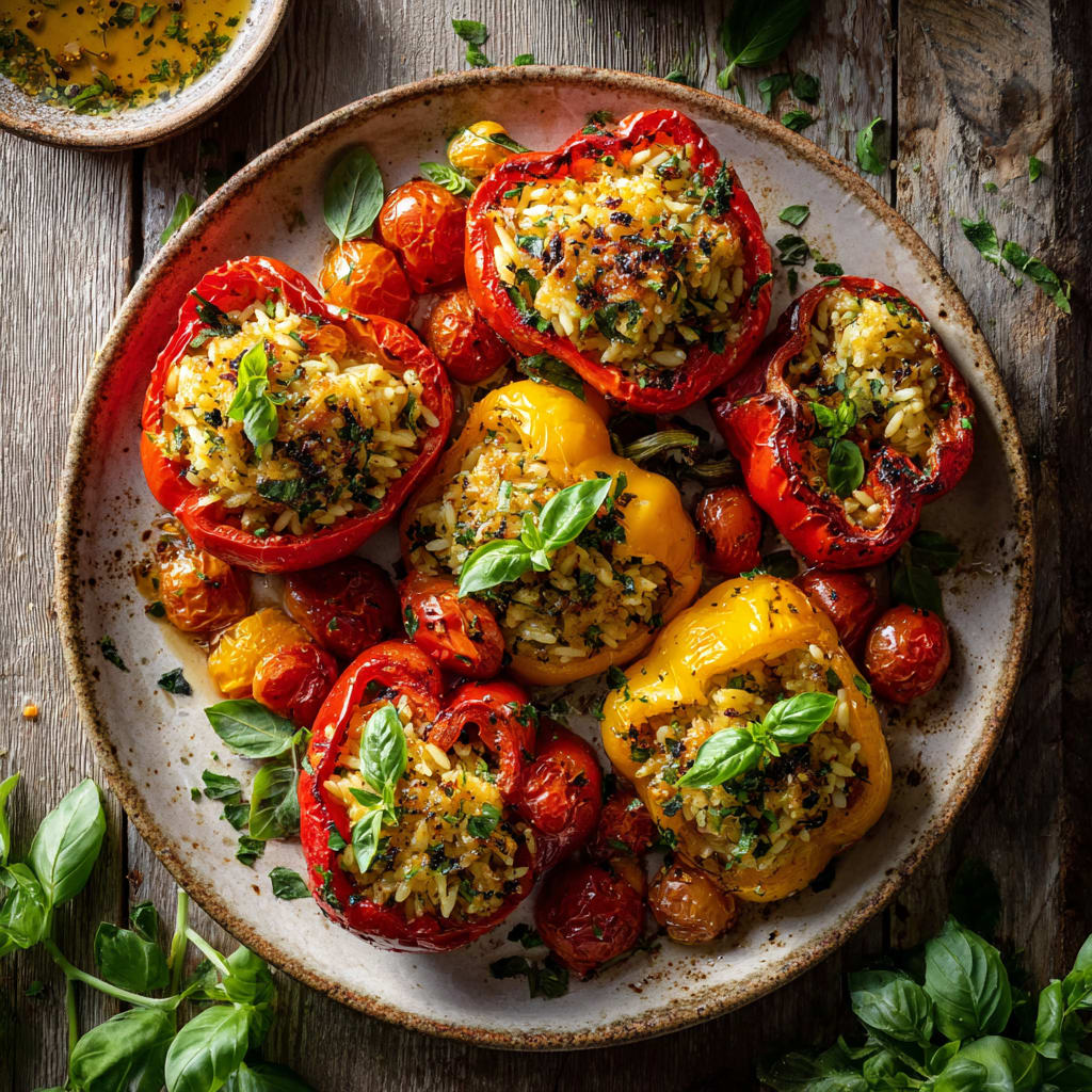 Roasted Red Bell Peppers Stuffed