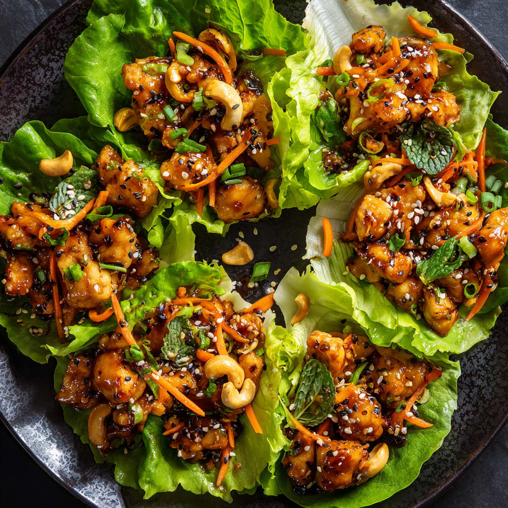 Savory Chicken Lettuce Wraps with Thai Chili Sauce