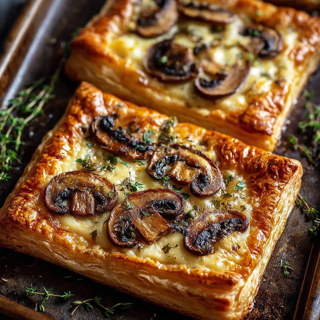 Savory Mushroom and Cheese Puff Pastry Tarts