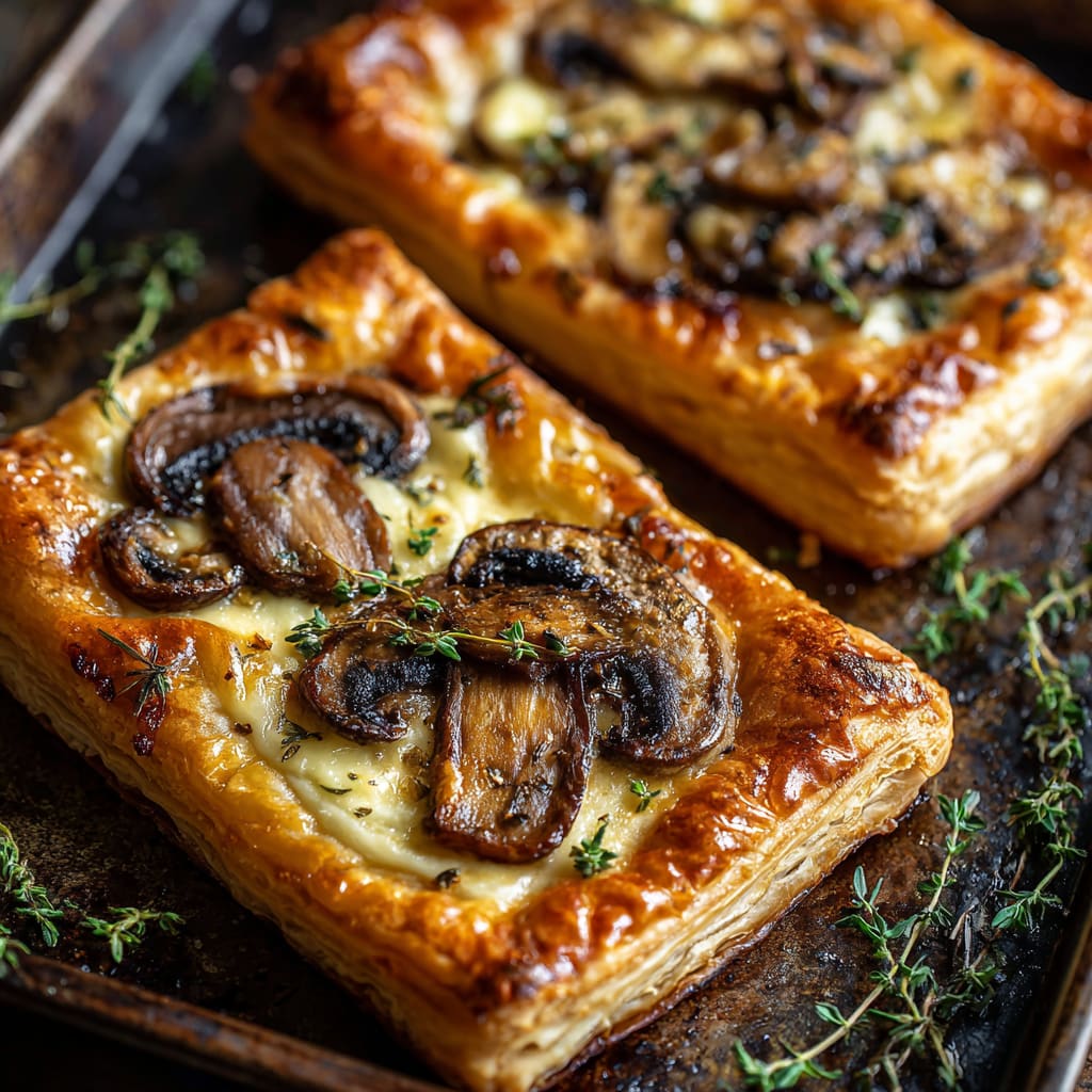 Savory Mushroom and Cheese Puff Pastry Tarts