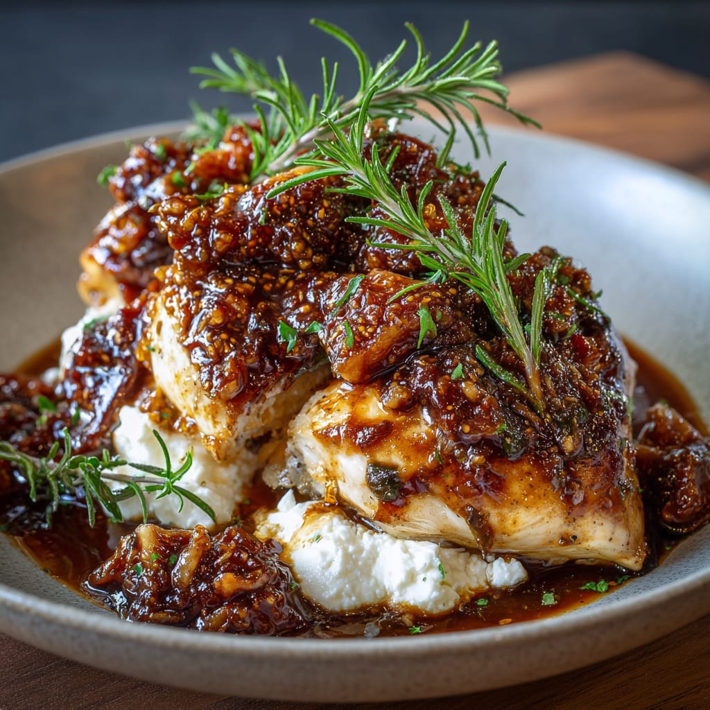 Slow Cooker Chicken with Fig Jam and Goat Cheese