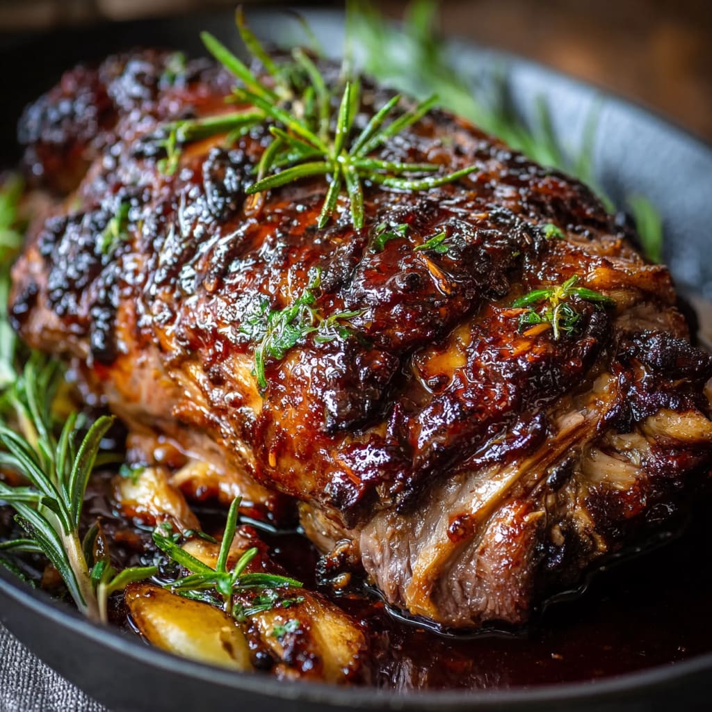 Tender Slow-Roasted Lamb Shoulder Glazed