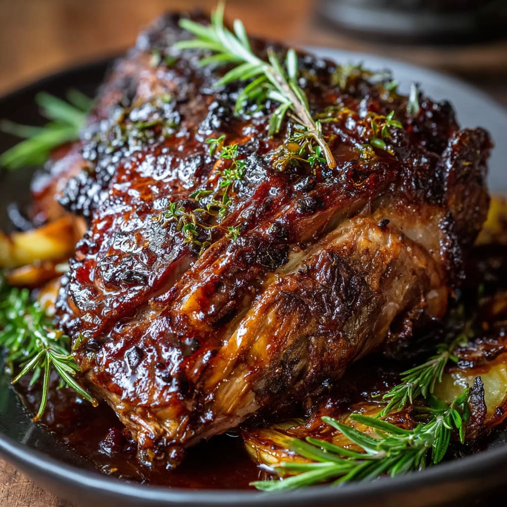Tender Slow-Roasted Lamb Shoulder Glazed