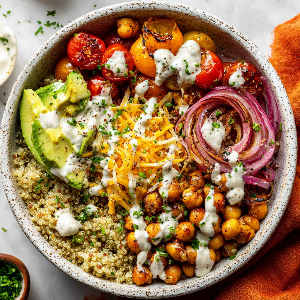 BBQ Ranch Chickpea Quinoa Bowls