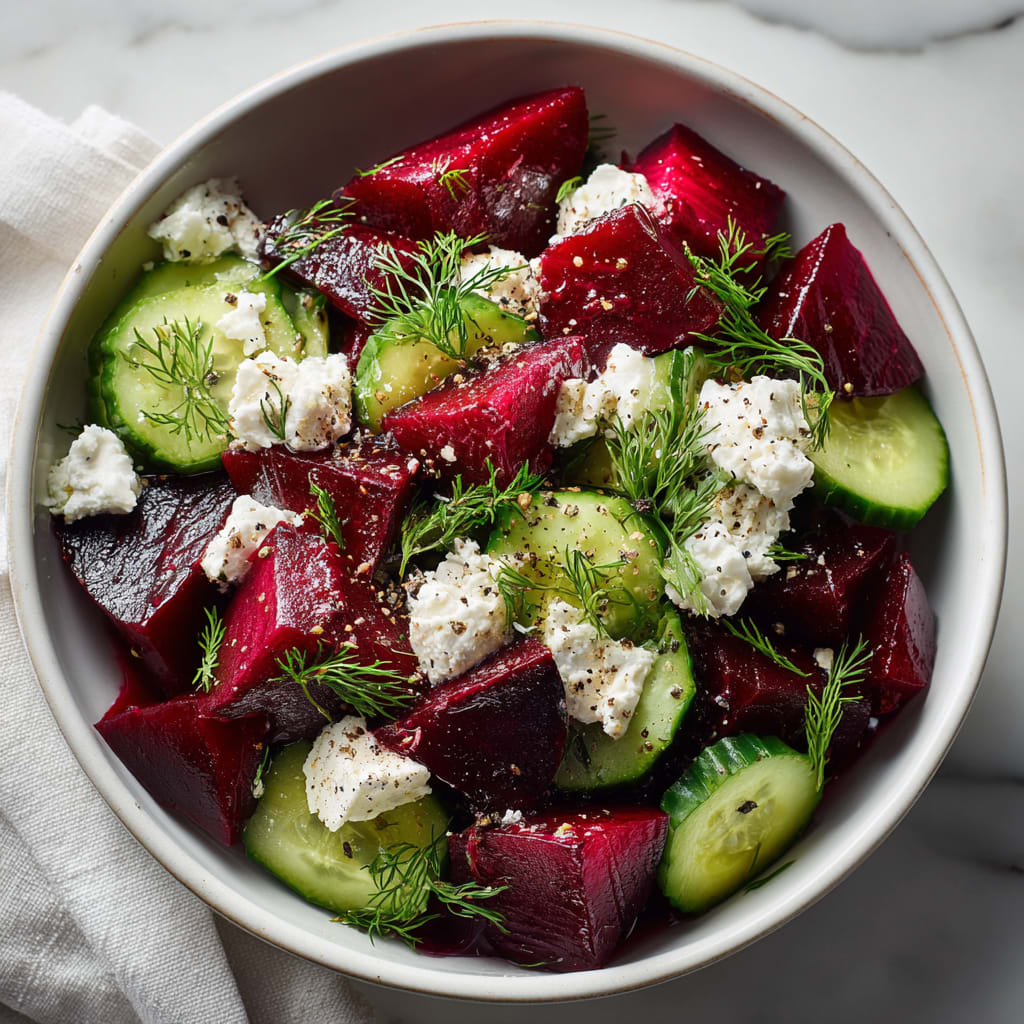 Beet Salad with Feta, Cucumbers, and Dill