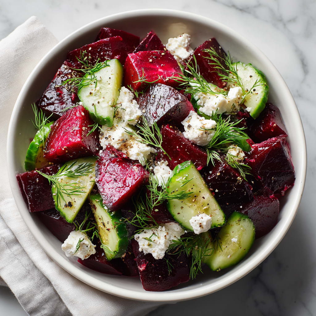 Beet Salad with Feta, Cucumbers, and Dill