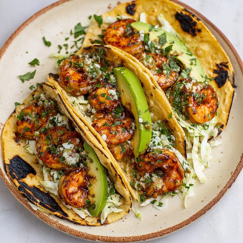 Cilantro Lime Shrimp Tacos with Creamy Slaw