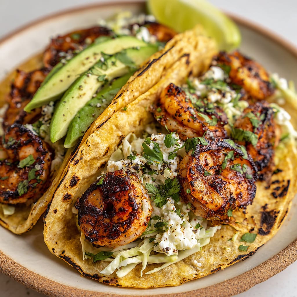 Cilantro Lime Shrimp Tacos with Creamy Slaw