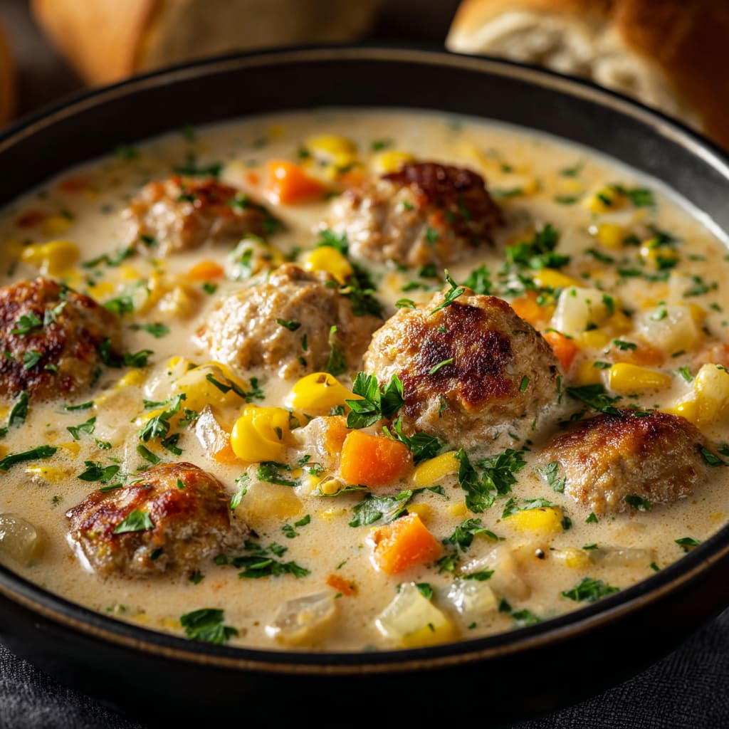 Creamy Meatball Soup with Vegetables
