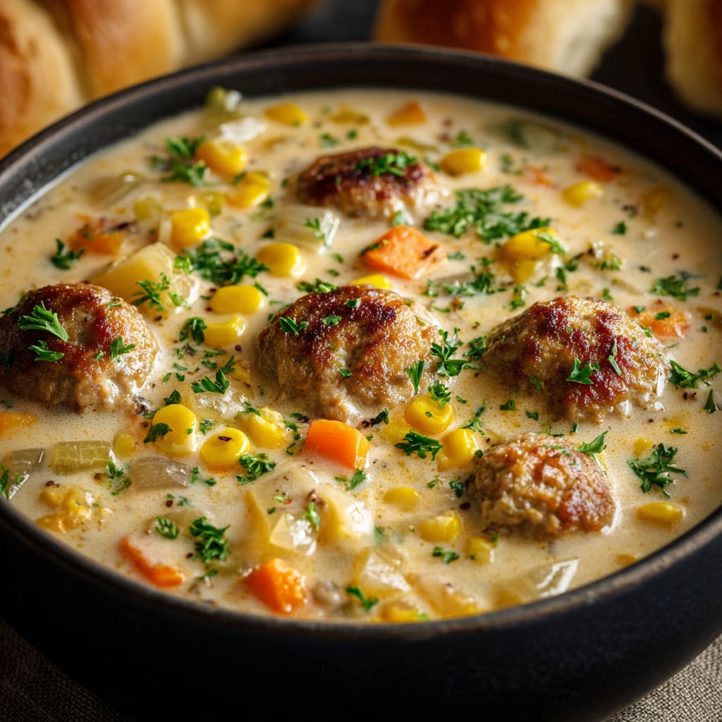 Creamy Meatball Soup with Vegetables