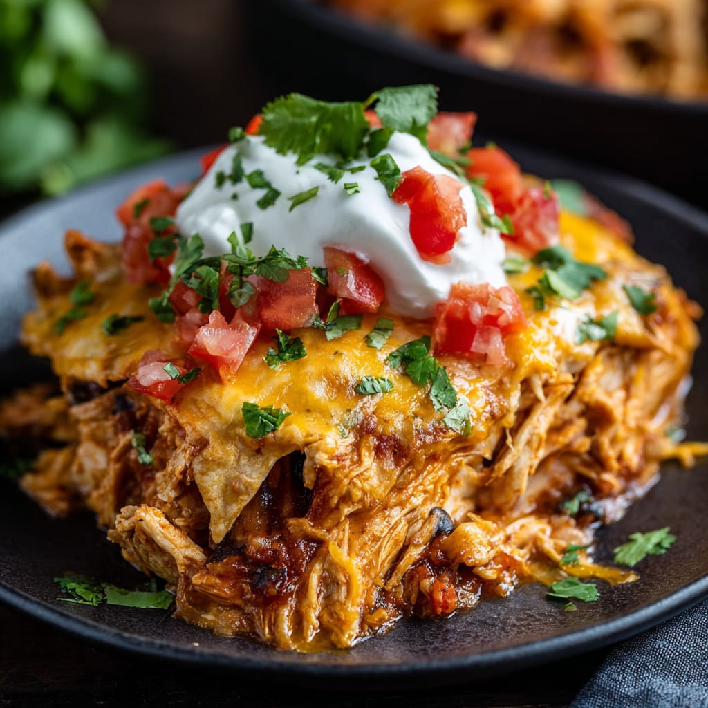 Crockpot Chicken Enchilada Casserole