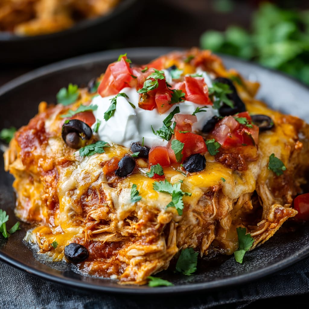 Crockpot Chicken Enchilada Casserole