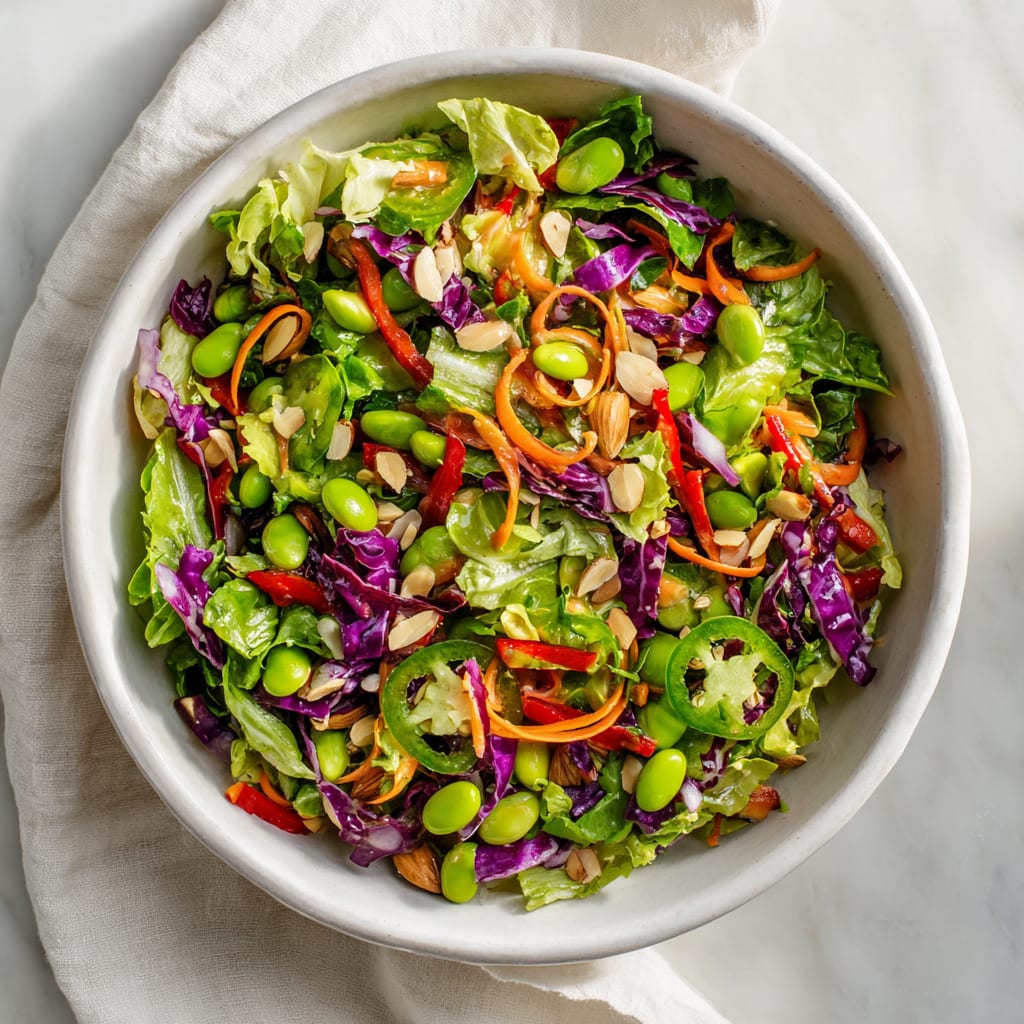 Edamame Crunch Salad with Sesame Cashew Lime Dressing