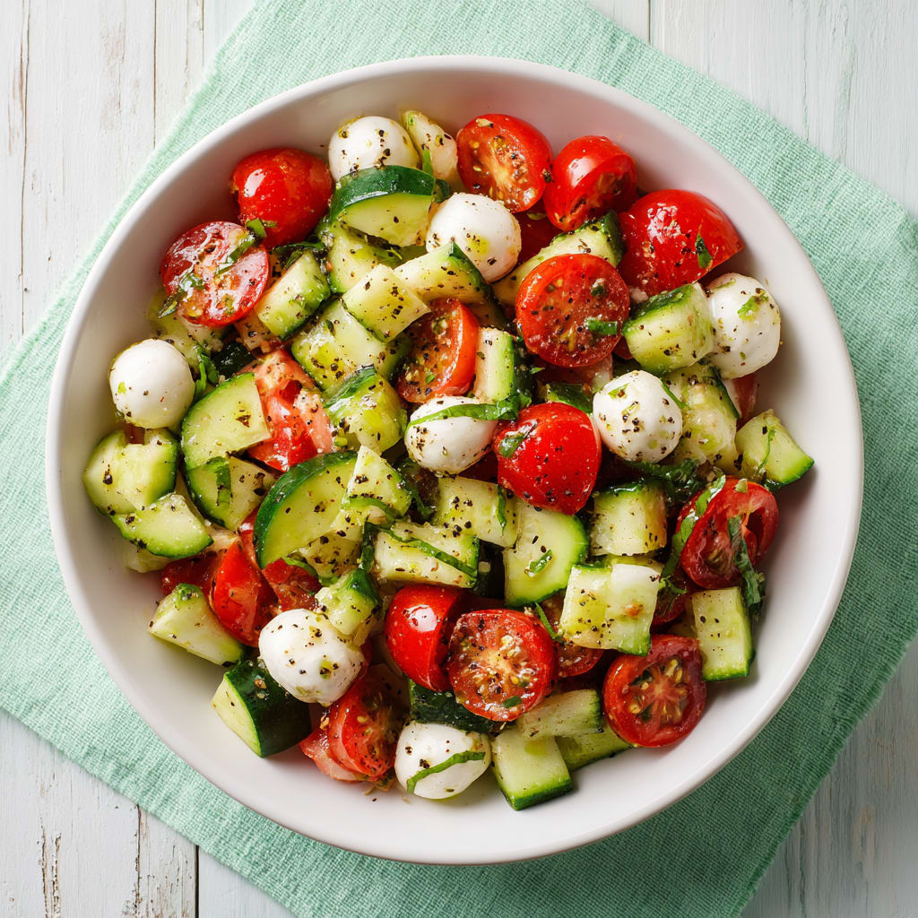 Fresh Cucumber Caprese Salad