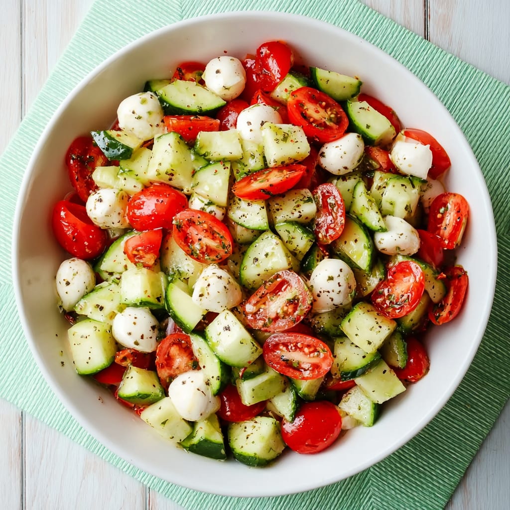 Fresh Cucumber Caprese Salad