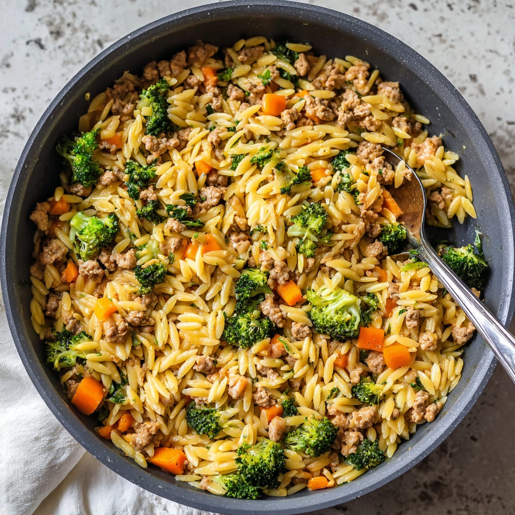 Ground Turkey Orzo Skillet