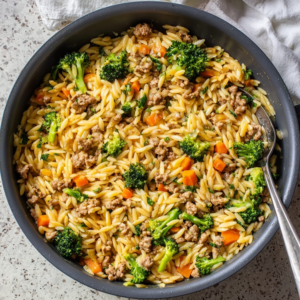 Ground Turkey Orzo Skillet