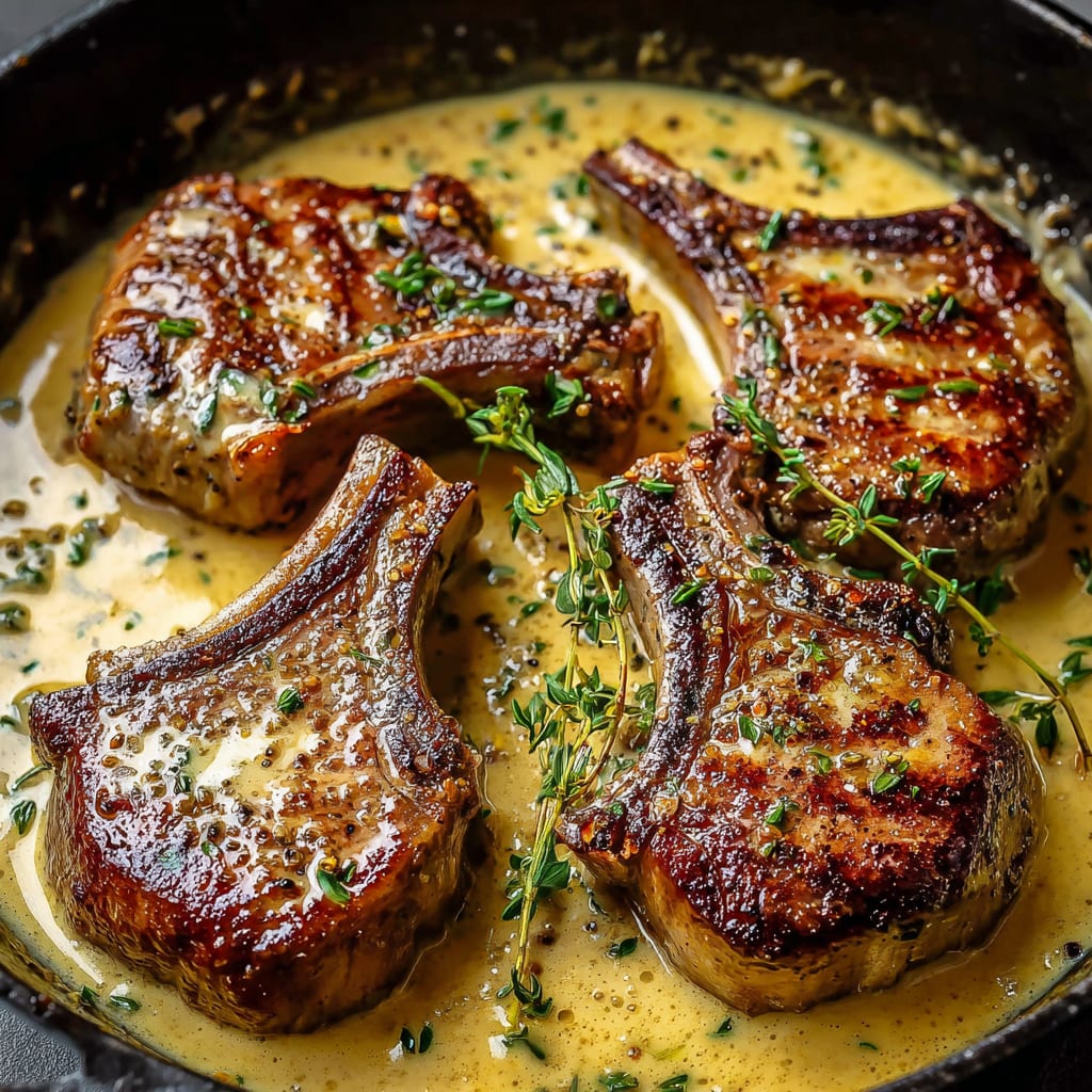 Juicy Garlic Herb Lamb Chops with Creamy Dijon Sauce