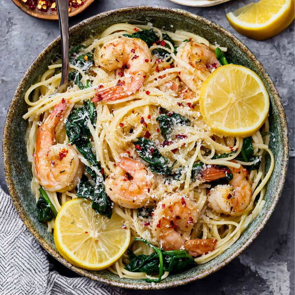 Lemon Garlic Parmesan Shrimp Pasta