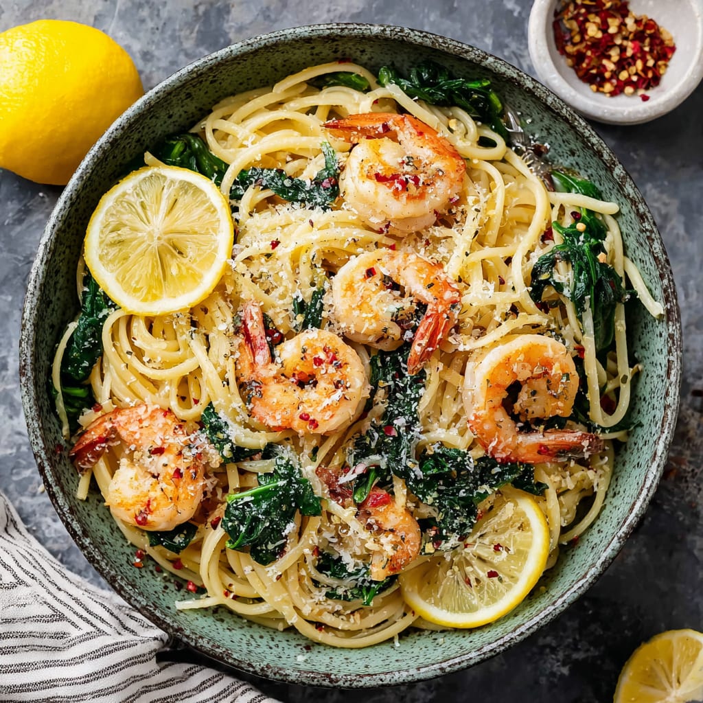 Lemon Garlic Parmesan Shrimp Pasta