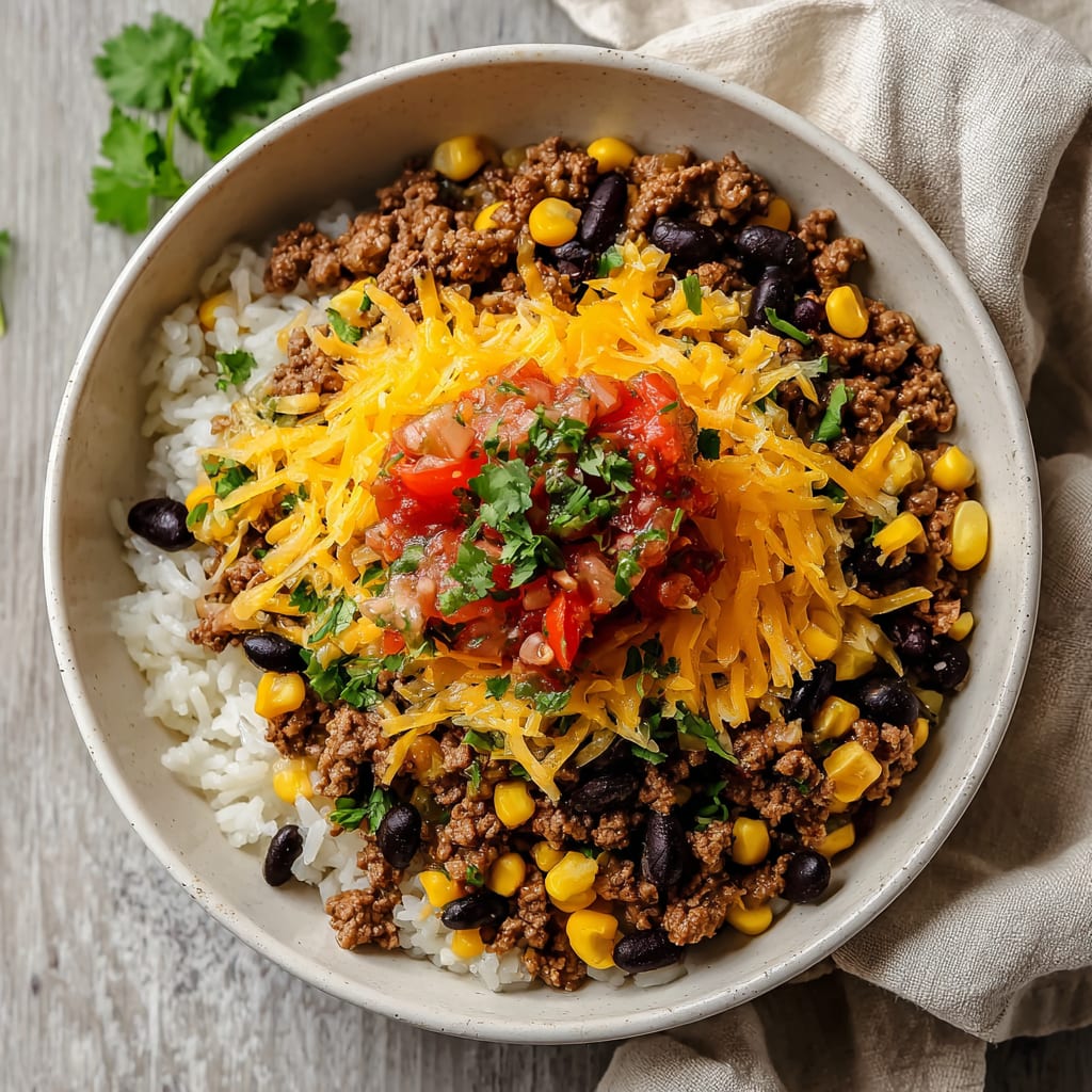 Quick &amp; Hearty Ground Beef Burrito Bowl