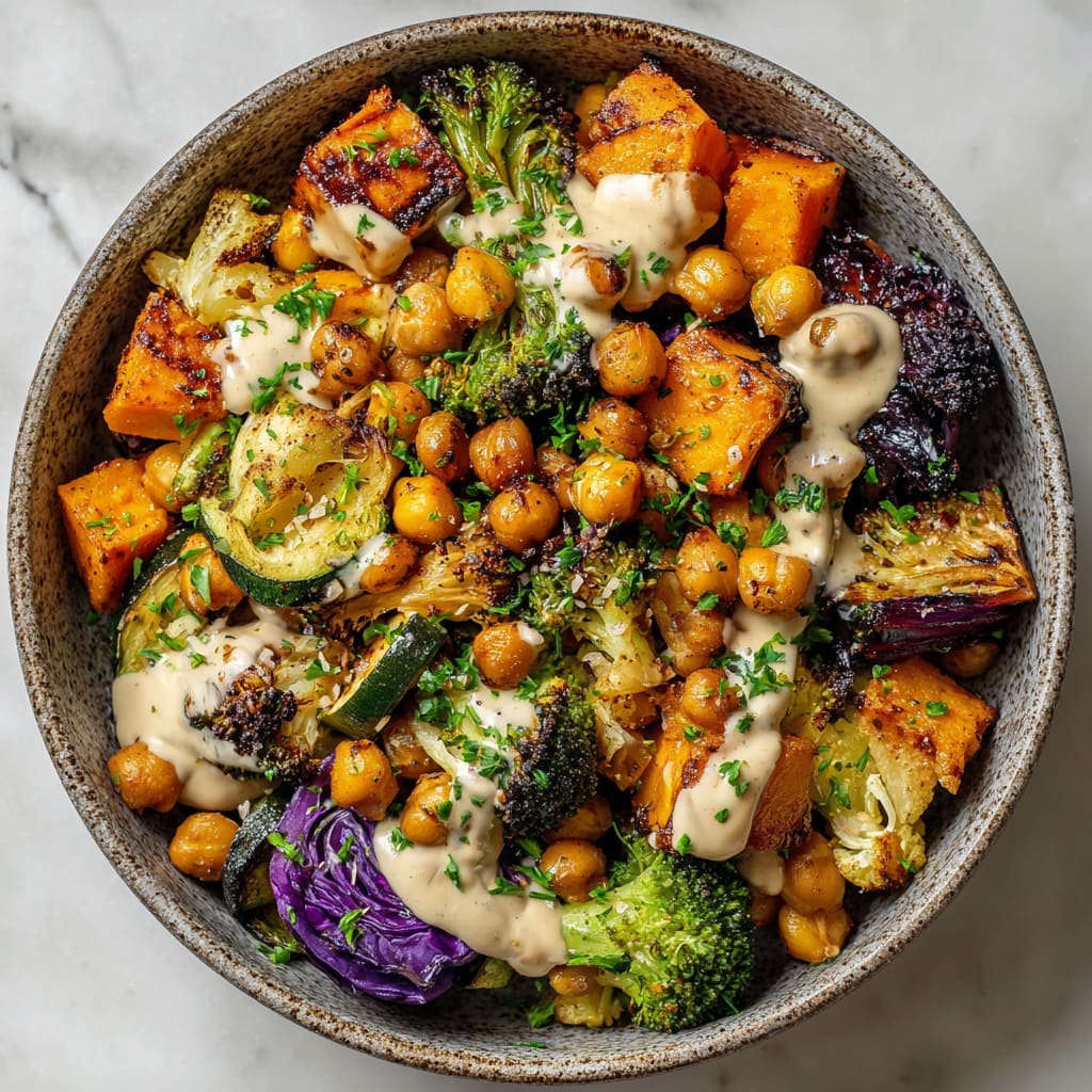 Roasted Vegetable and Chickpea Bowls