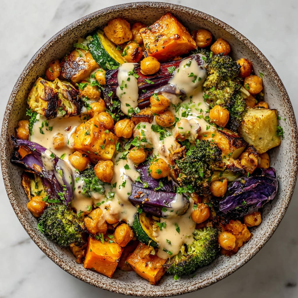 Roasted Vegetable and Chickpea Bowls